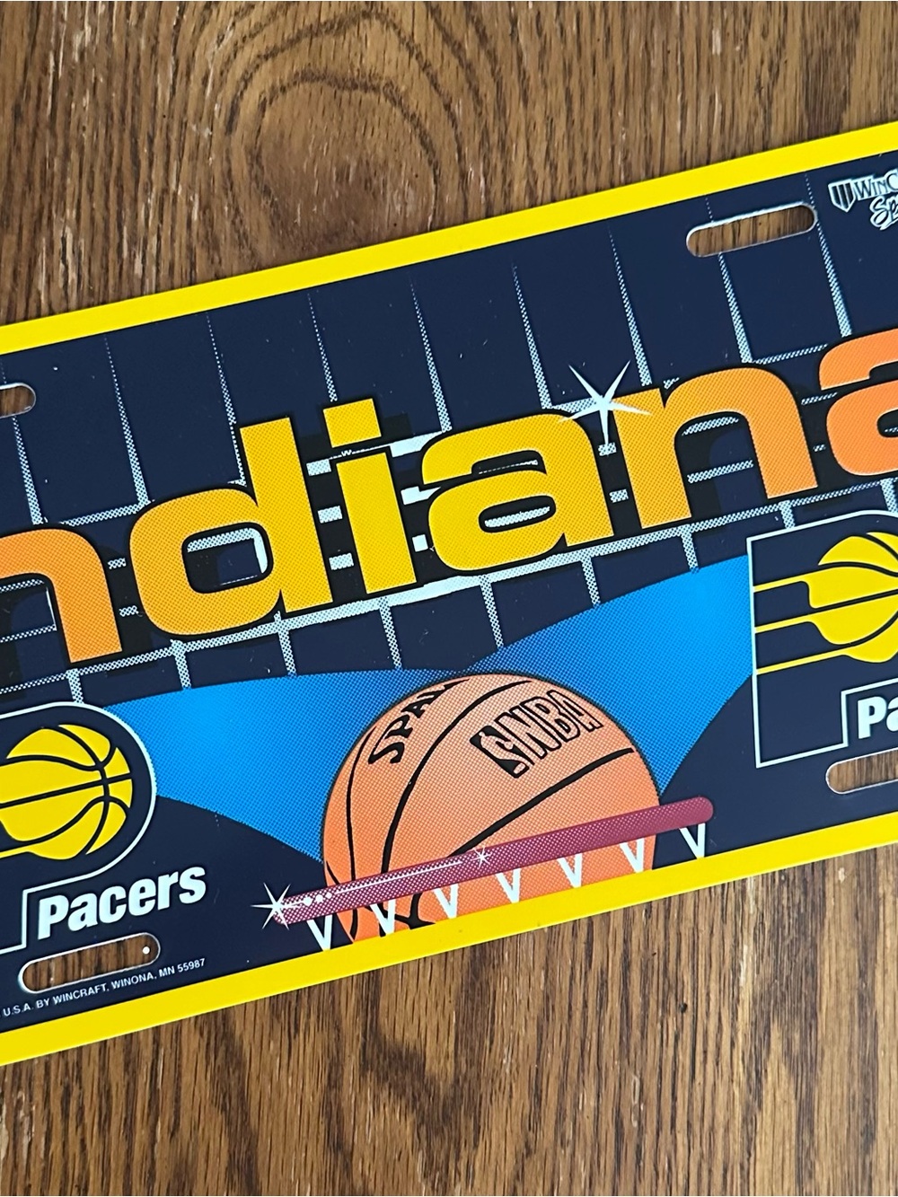 Vintage 1990s Indiana Pacers NBA License Plate WinCraft Deadstock Era Vaporwave